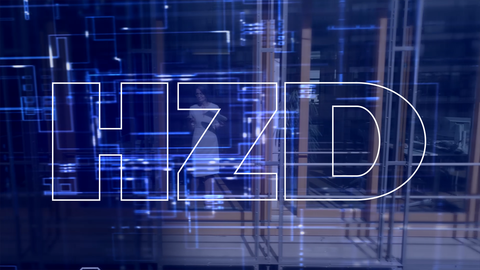 Impulsgeber der Digitalisierung Startbild HZD-Imagefilm mit Logo auf blauem Hintergrund